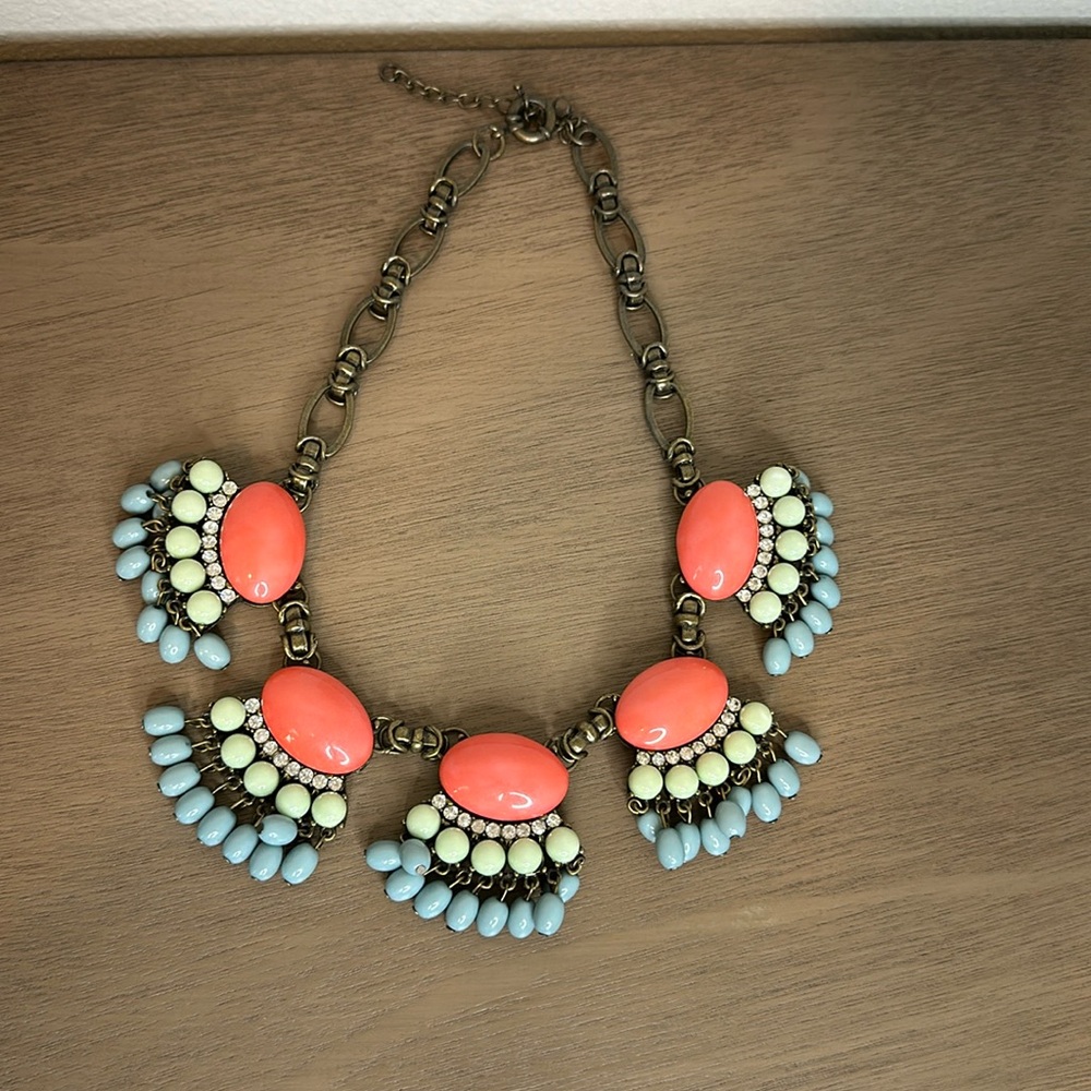 Chunky statement necklace multicolor bronze hardware
